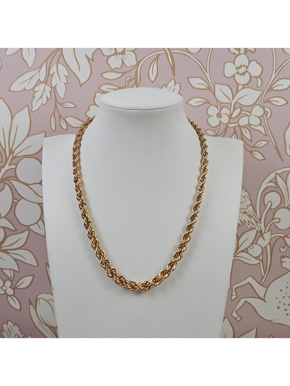 Vintage Christian Dior Gold Tone Rope Chain Necklace 16.5" Signed Chr Dior
